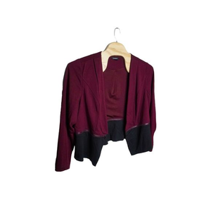 Torrid Women’s Burgundy Sz 3 Burgundy Color Block Shawl Cardigan Shawl Blazer‎